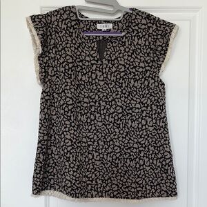 THML Black and Cream Leopard Print Blouse